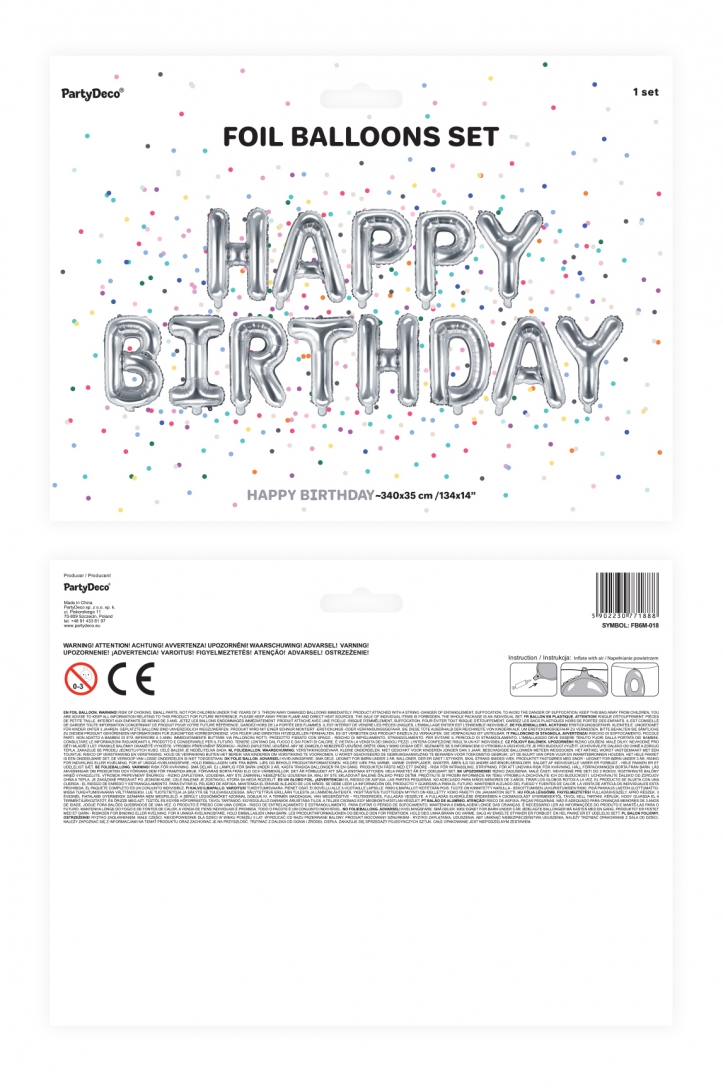 Foil Balloon Happy Birthday Silver