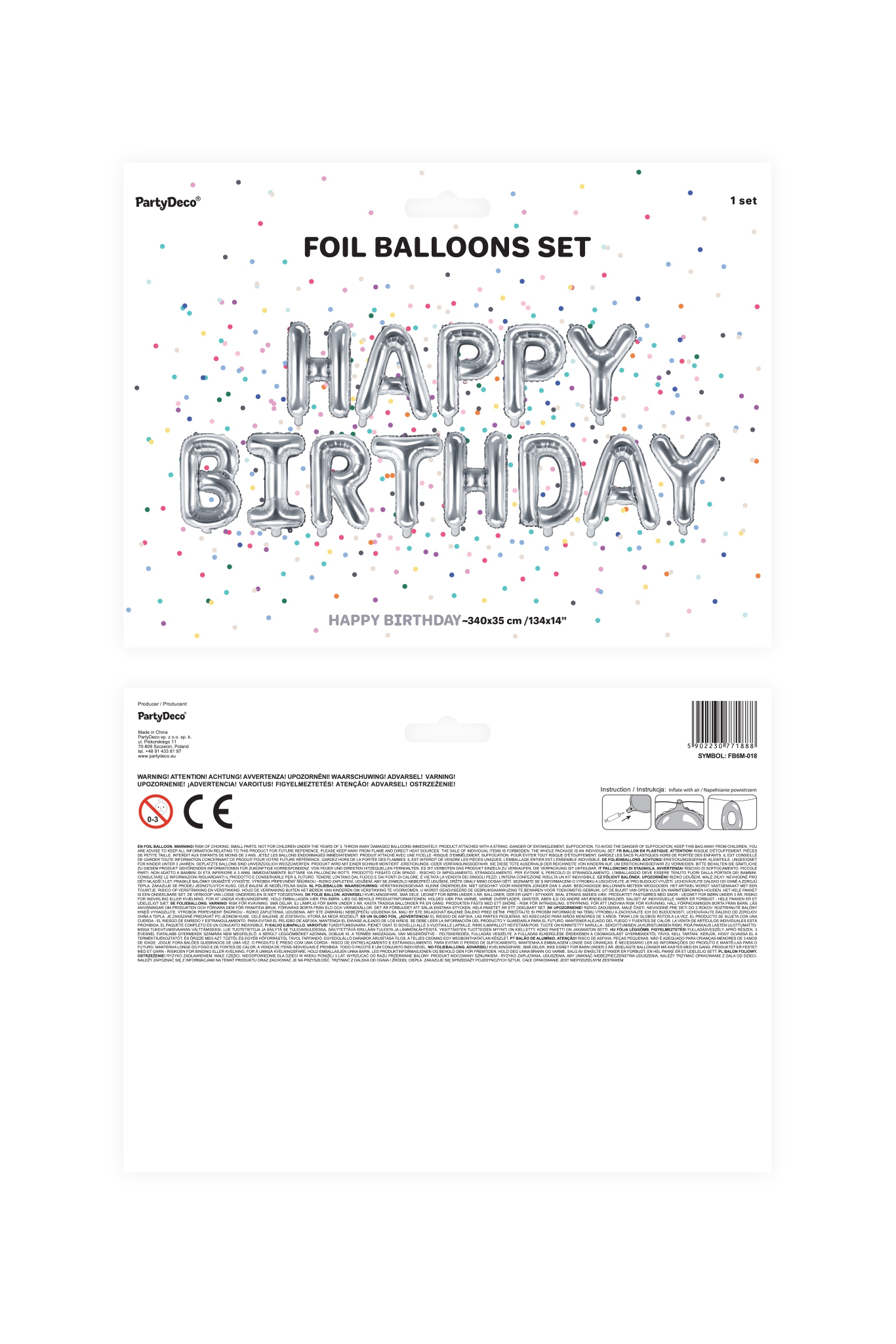 Balon foliowy Happy Birthday srebrny