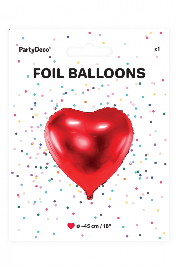 Foil Balloon Heart, 45 cm, Red