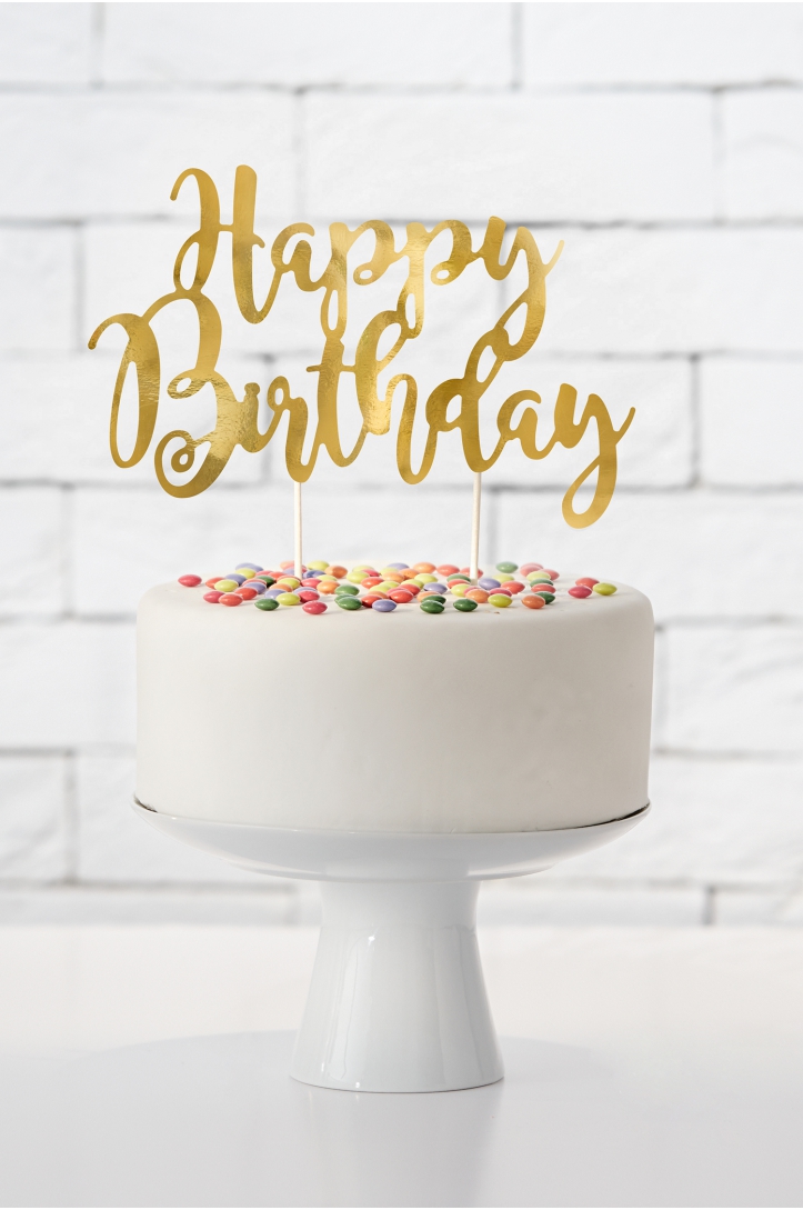 Happy Birthday Torten Topper, Gold