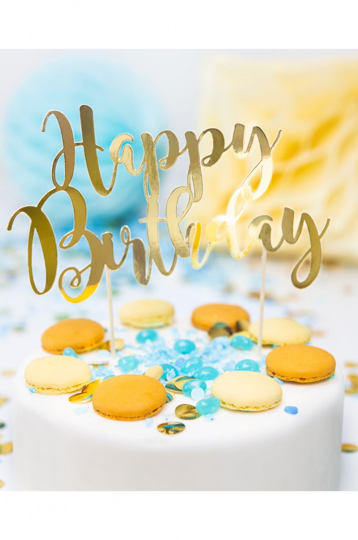 Happy Birthday Torten Topper, Gold