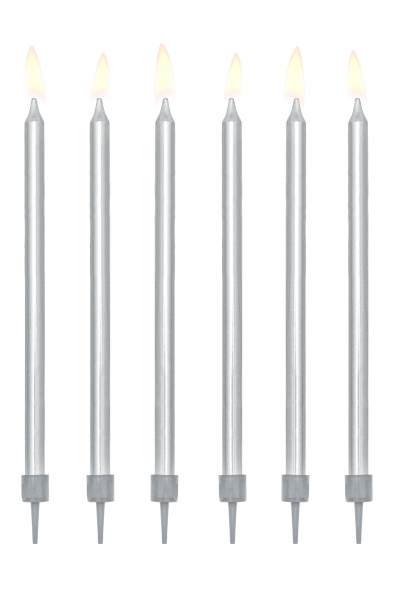 Smooth Birthday Candles, Silver