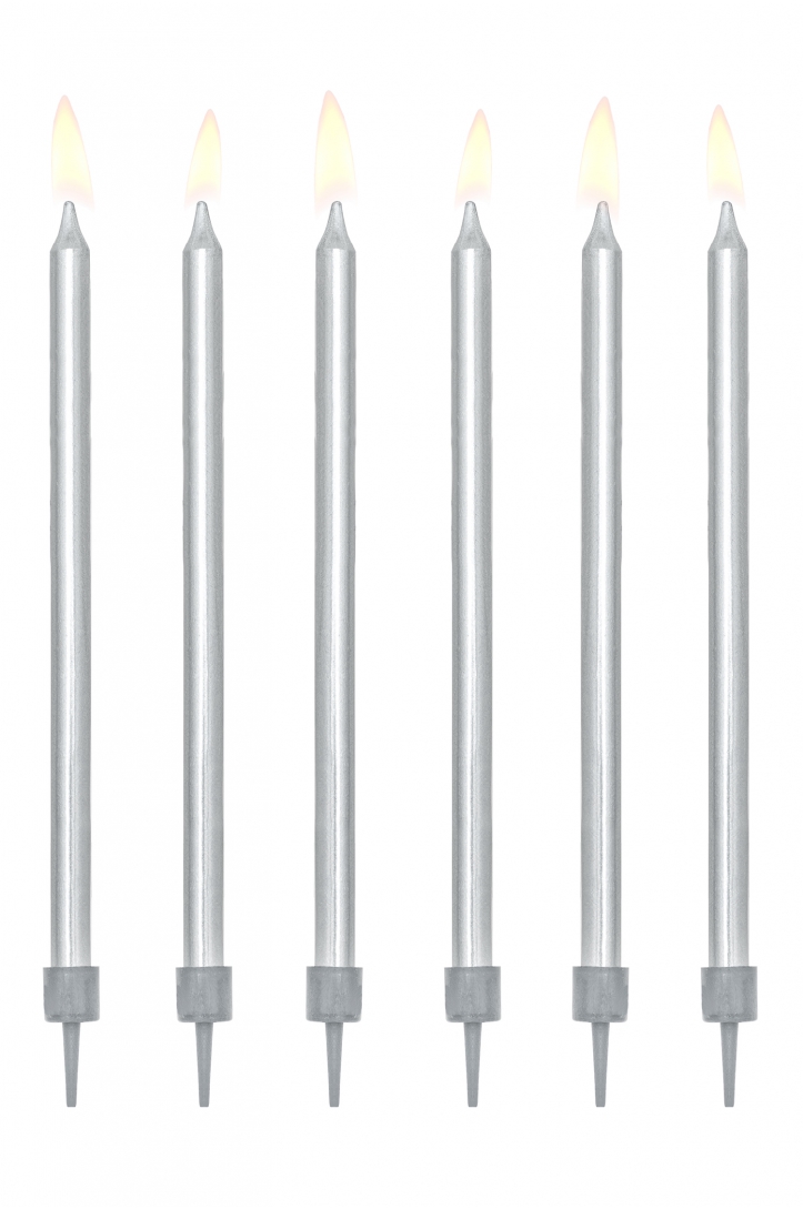 Smooth Birthday Candles, Silver