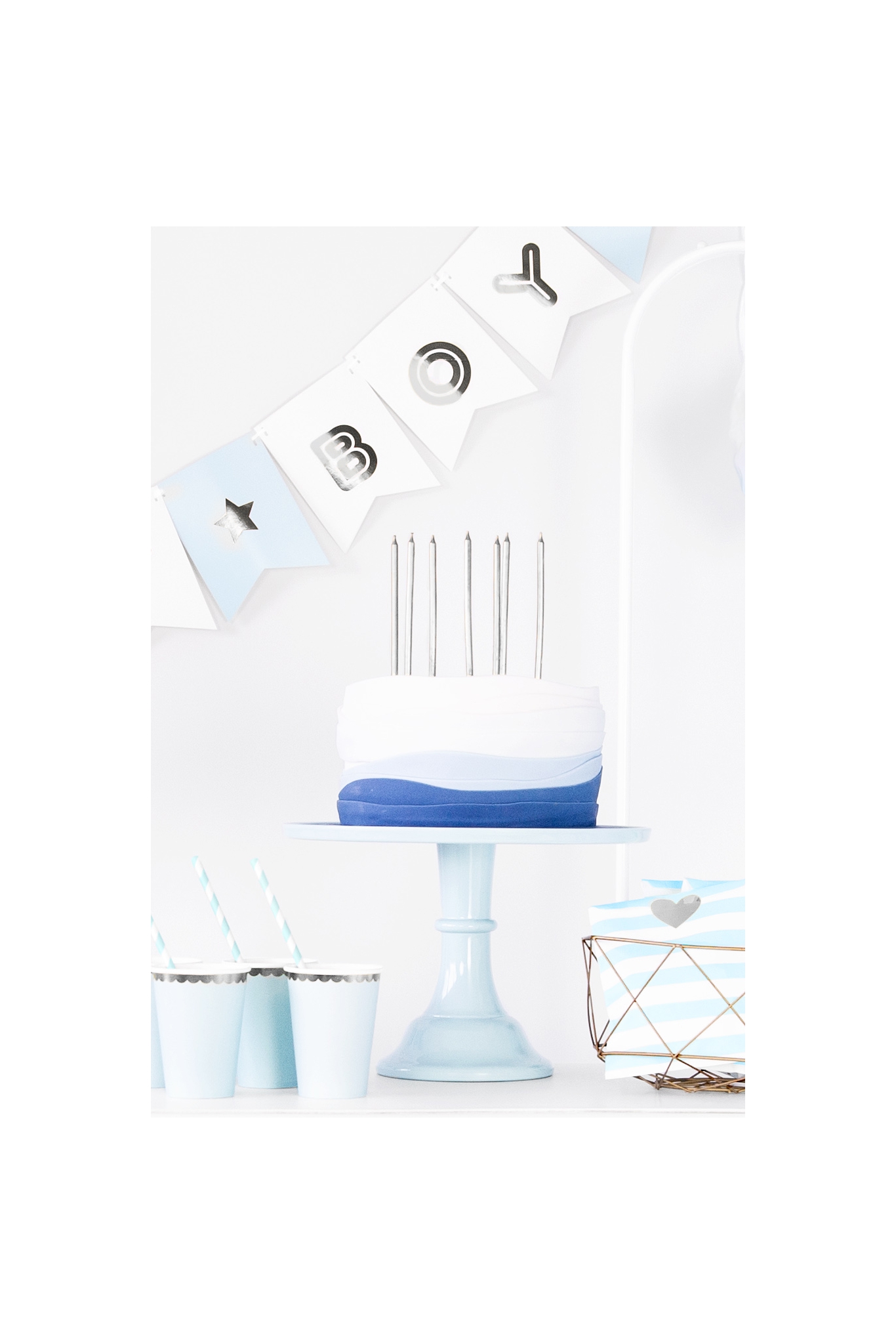 Smooth Birthday Candles, Silver