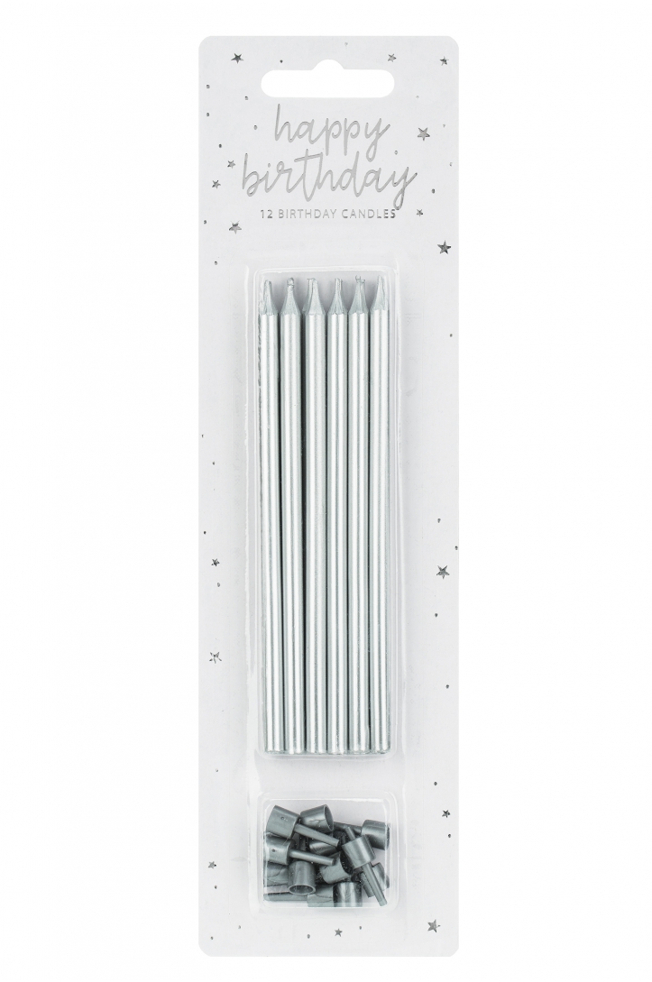 Smooth Birthday Candles, Silver