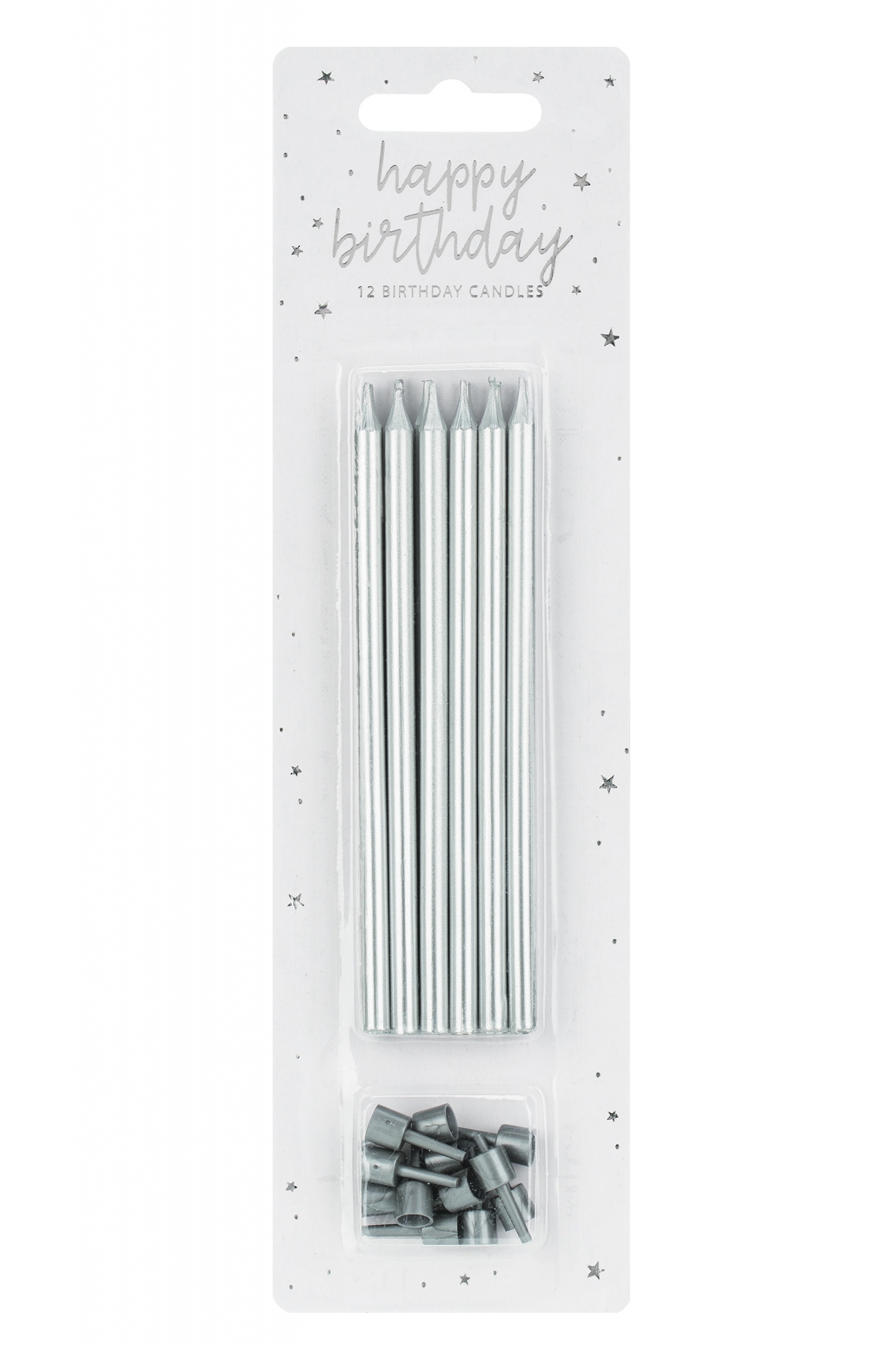 Smooth Birthday Candles, Silver