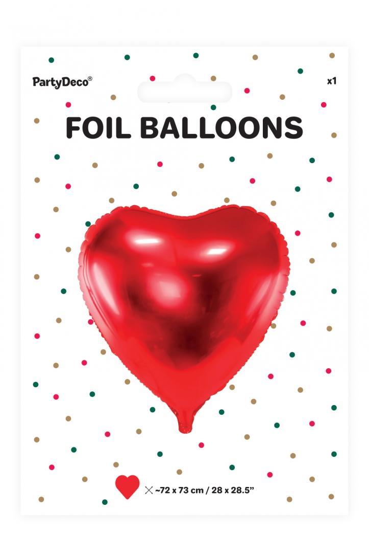 Balon foliowy Serce, 68x72cm, czerwony