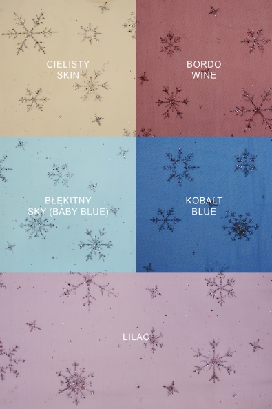 Tiul śnieżynki brokatowe SKYRT0020