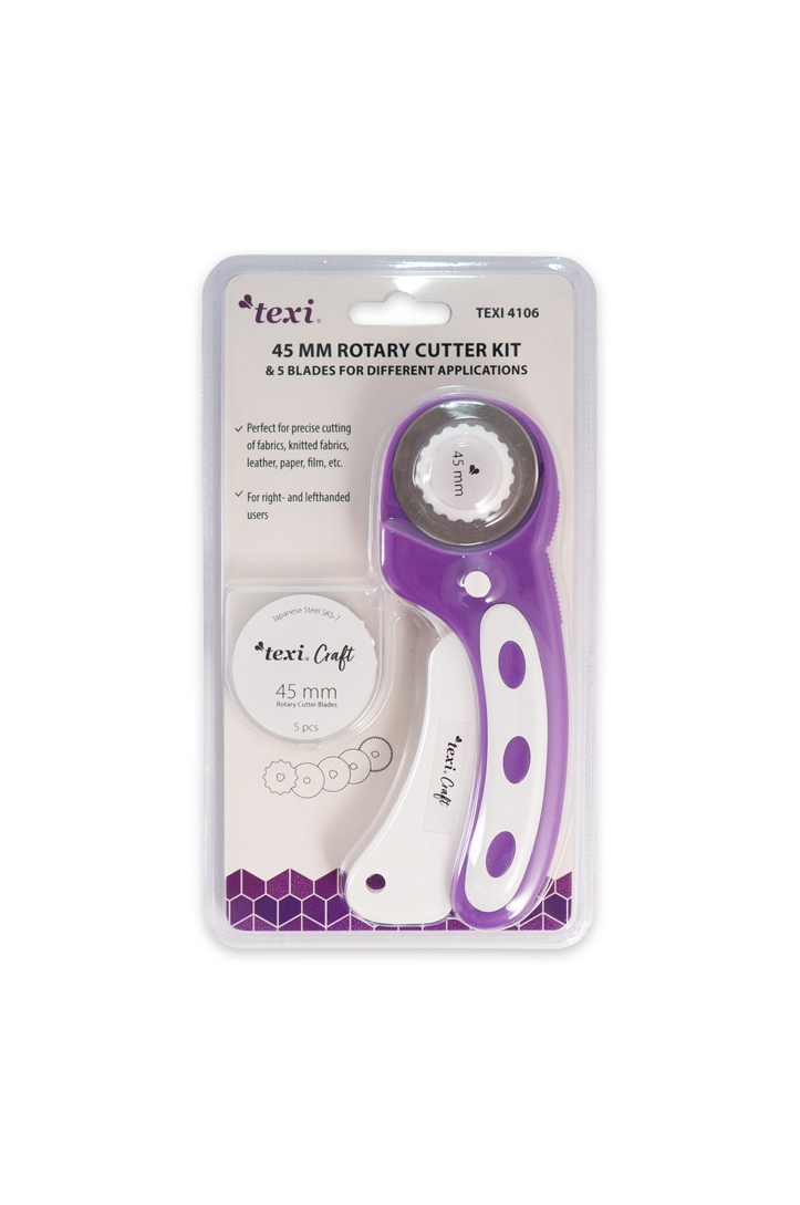 Rotary cutter 45mm, purple, with 5 pcs replacement blades TEXI4106