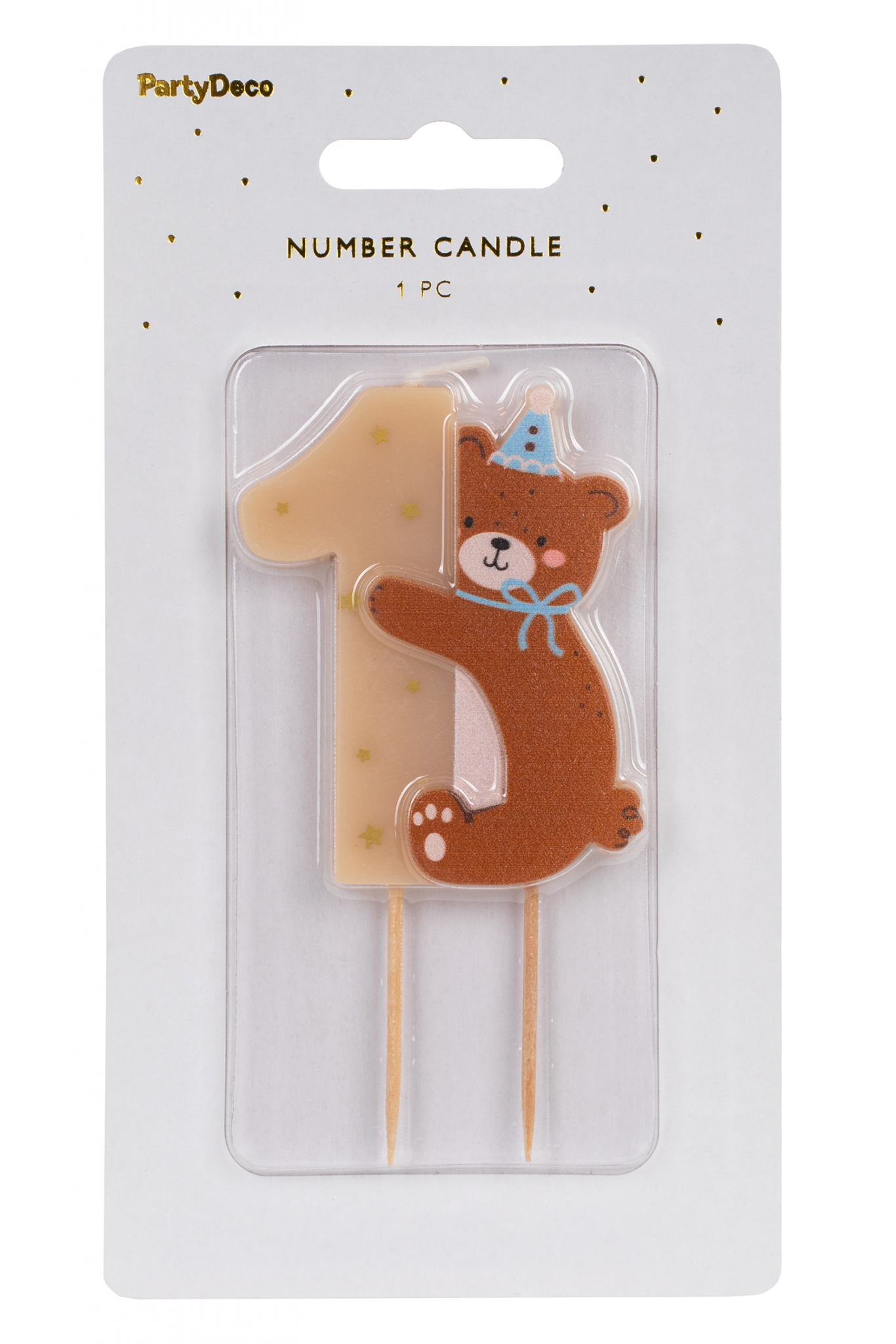 Birthday candle Number 1 with a bear