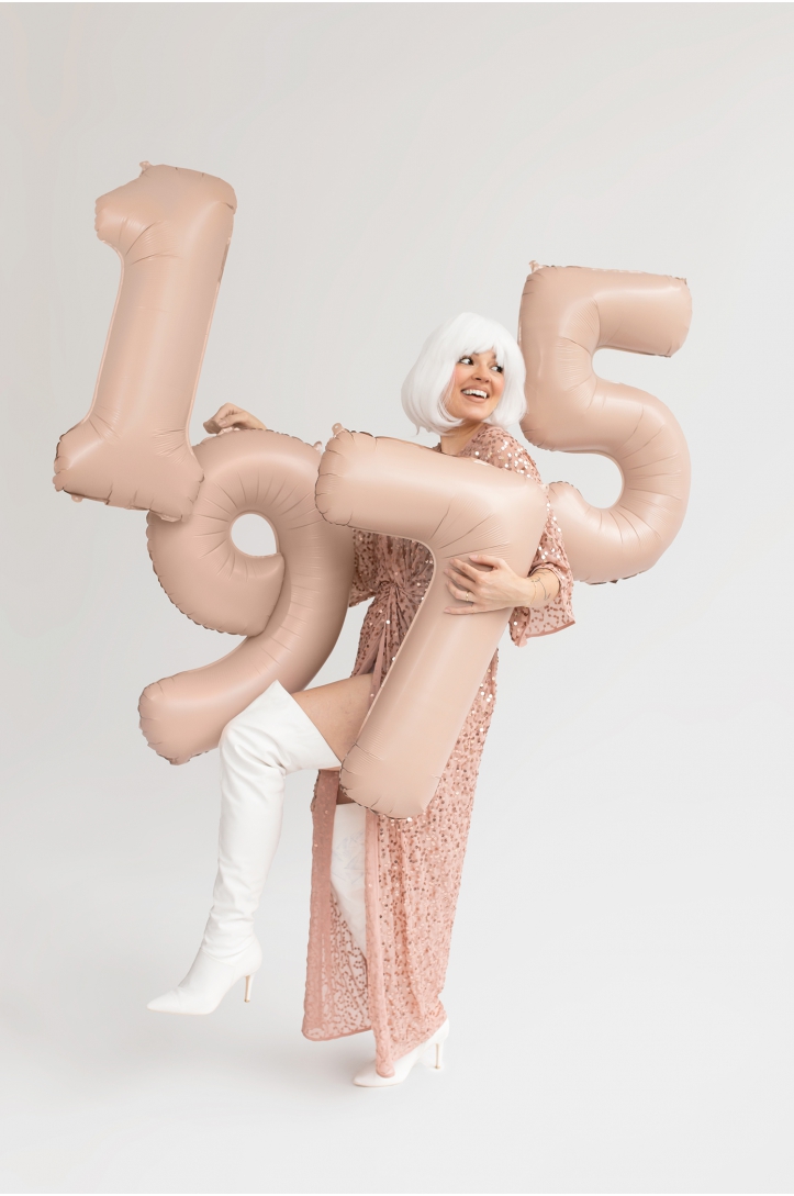 Foil Balloon Number Beige