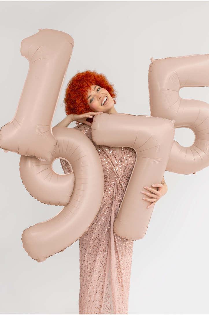 Folienballon Zahl Beige