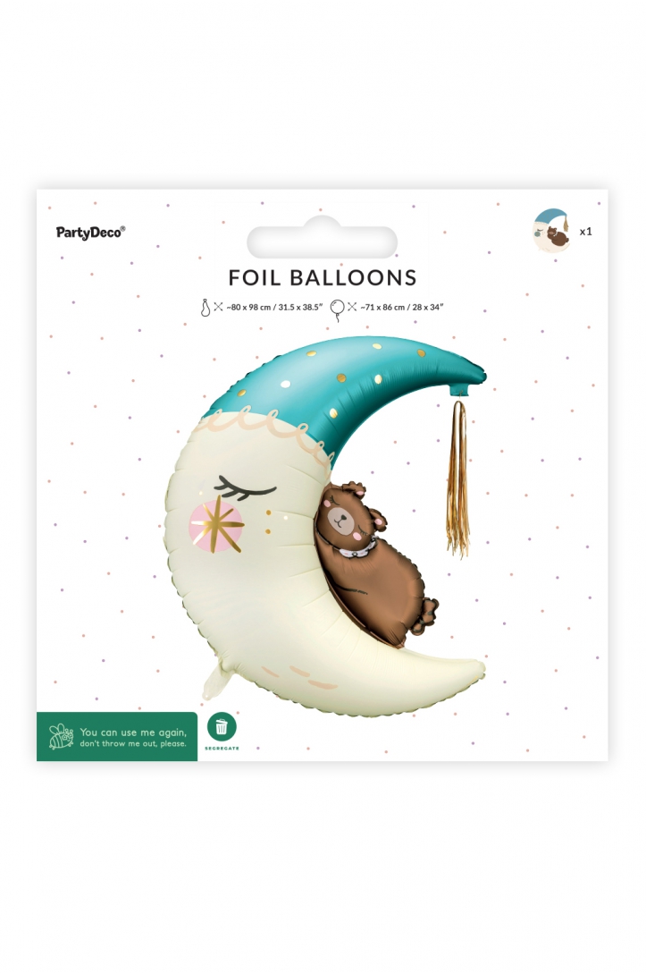 Balon foliowy Miś na księżycu niebieski