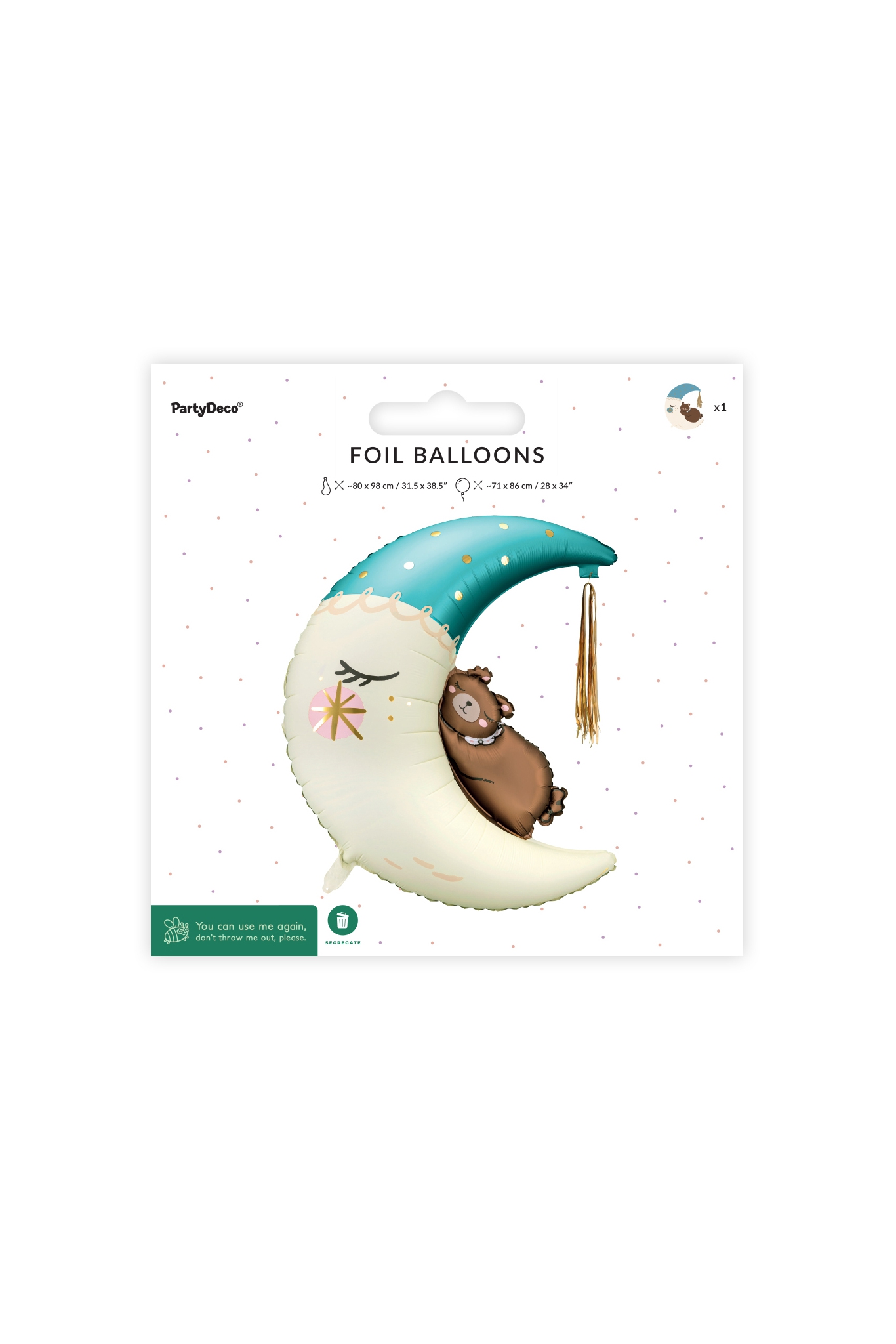 Foil balloon Teddy on the moon blue