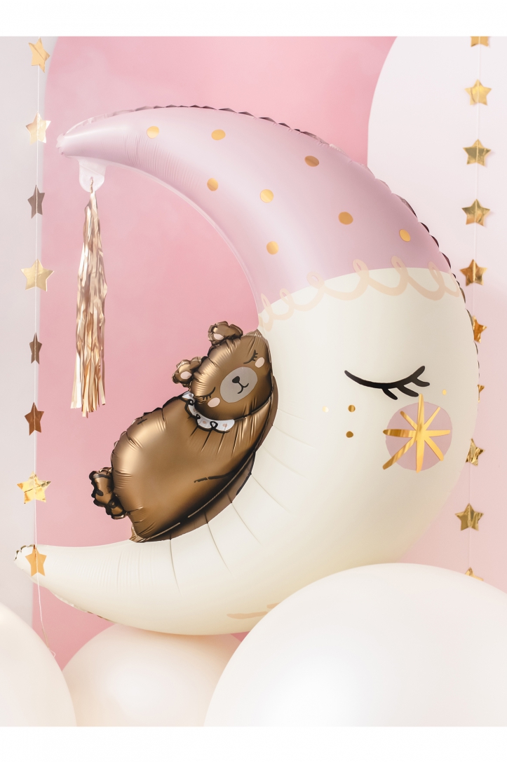 Foil balloon Teddy on the moon pink
