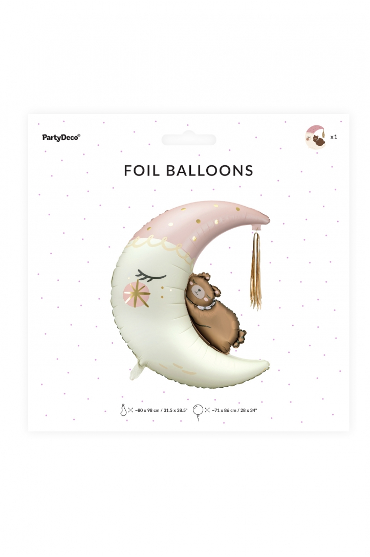 Foil balloon Teddy on the moon pink