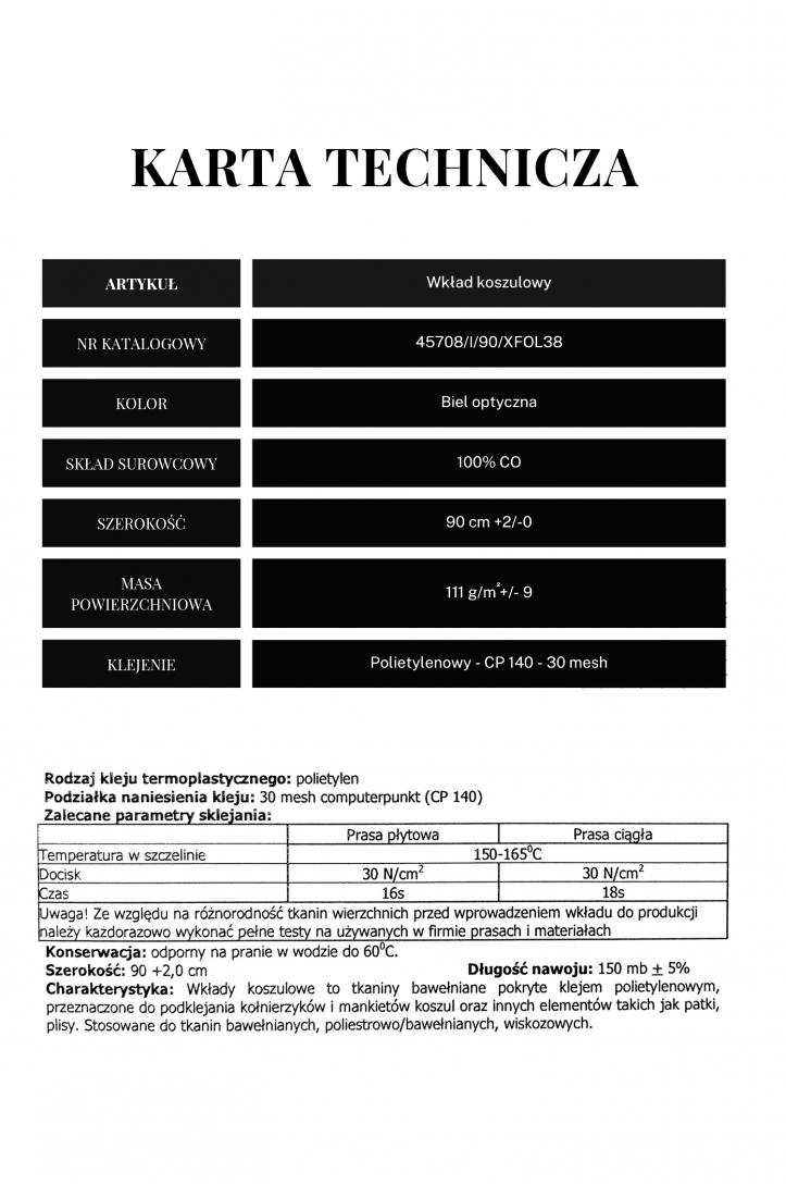 PŁÓTNO Z KLEJEM DO SUKIEN