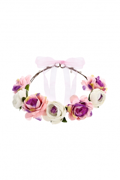 Wreath with flowers pink-white 17 cm