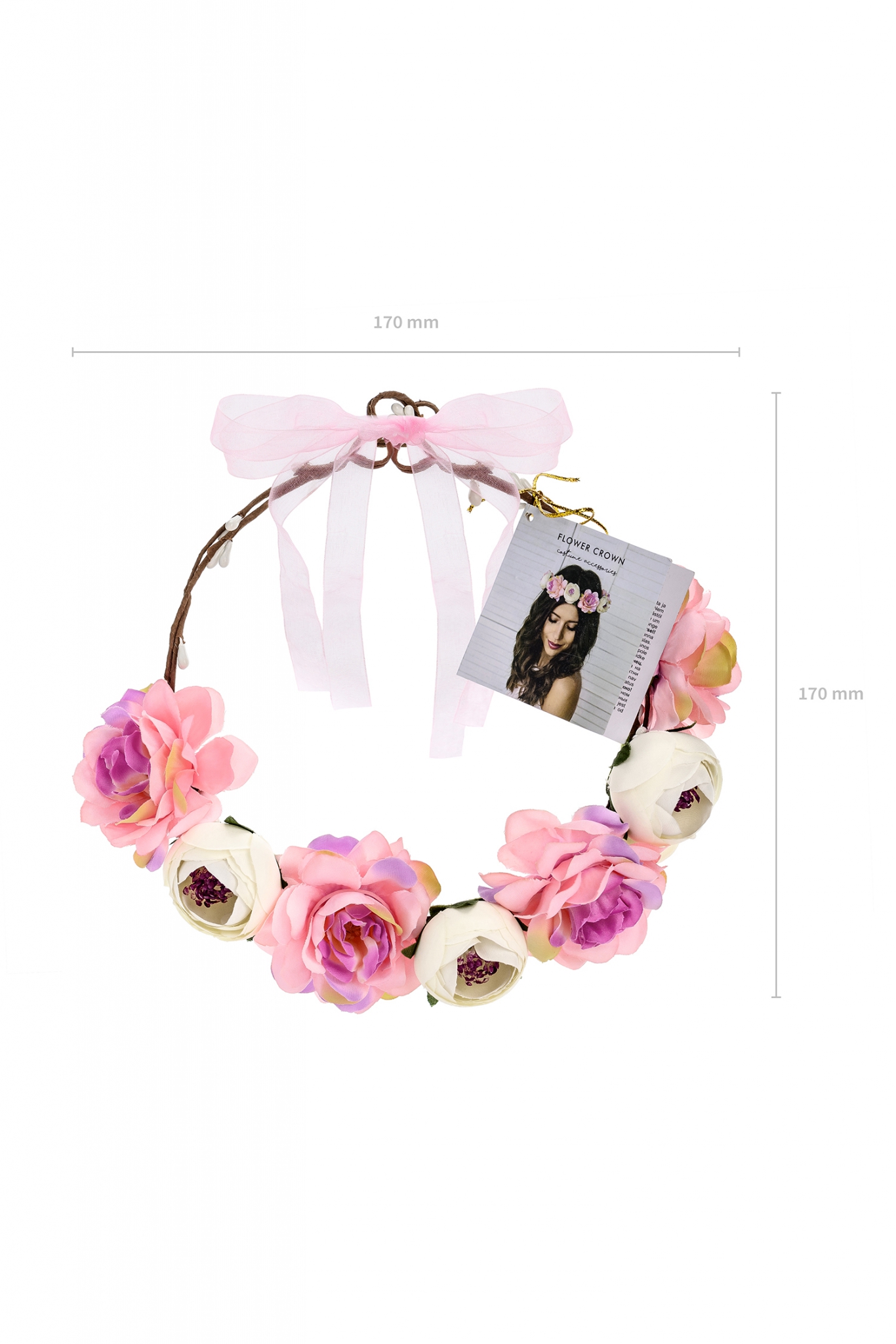 Wreath with flowers pink-white 17 cm