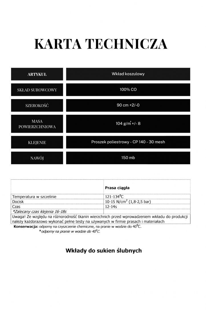 PŁÓTNO Z KLEJEM DO SUKIEN