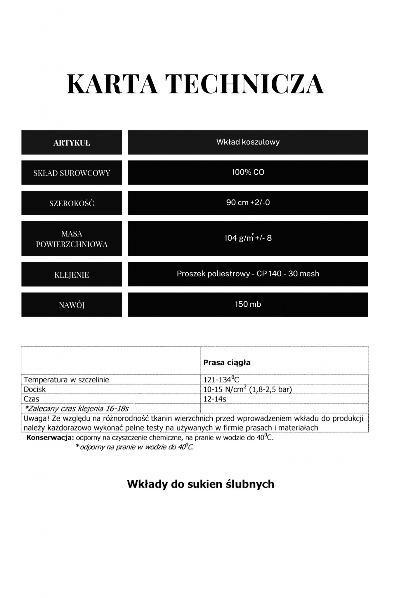 PŁÓTNO Z KLEJEM DO SUKIEN