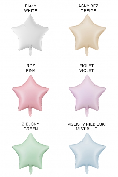 BALON FOLIOWY PASTELOWY GWIAZDKA 48 CM