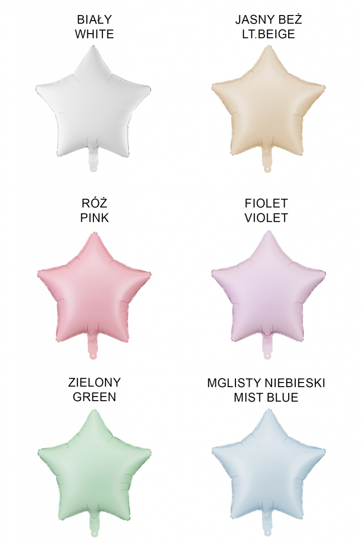 PASTEL FOIL BALLOON STAR, 48 CM