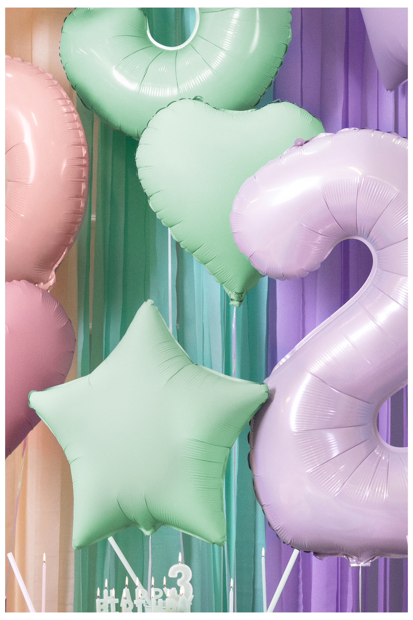 BALON FOLIOWY PASTELOWY GWIAZDKA 48 CM