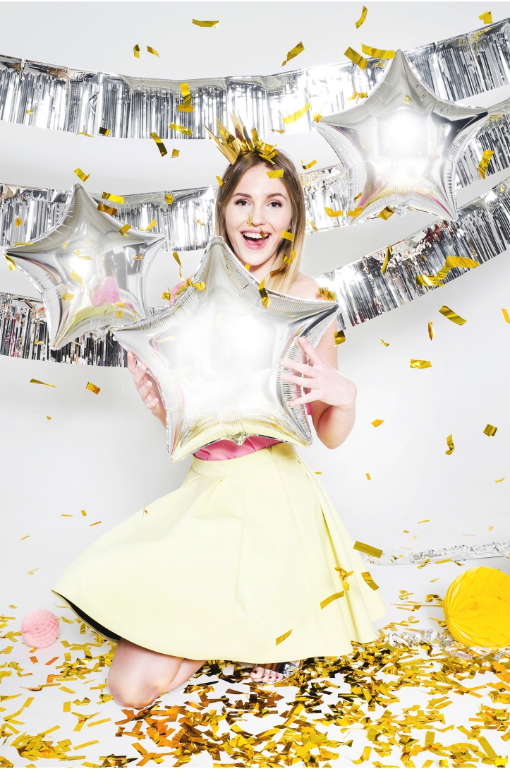 BALON FOLIOWY METALIZOWANY GWIAZDKA 48 CM, RÓŻOWE ZŁOTO