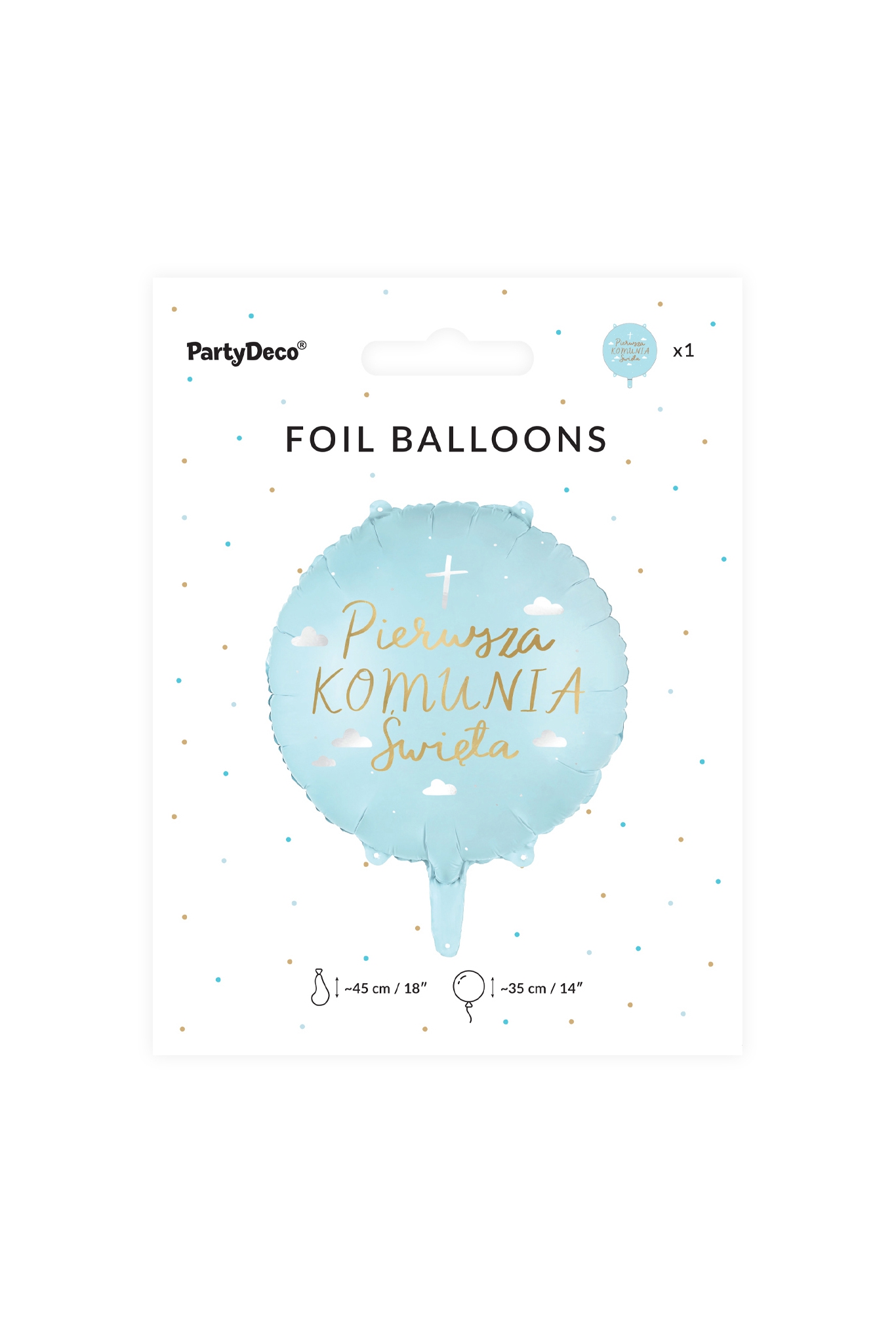 Balon foliowy Komunia Święta Niebieski