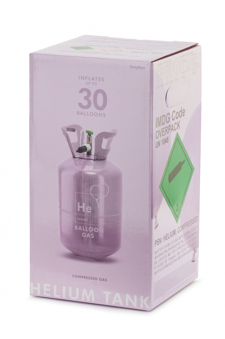 Flasche mit Helium, Rosa, 30 Ballons