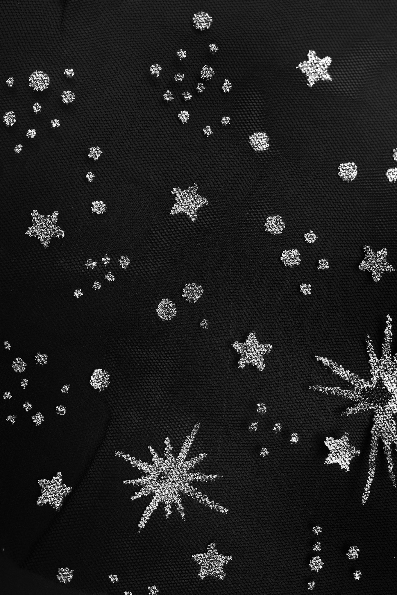 Decorative Tulle T3321 – Silver Glitter Stars