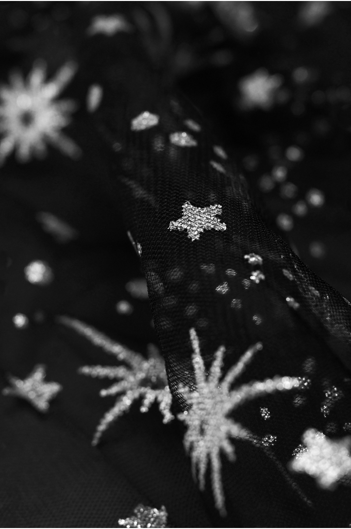 Decorative Tulle T3321 – Silver Glitter Stars