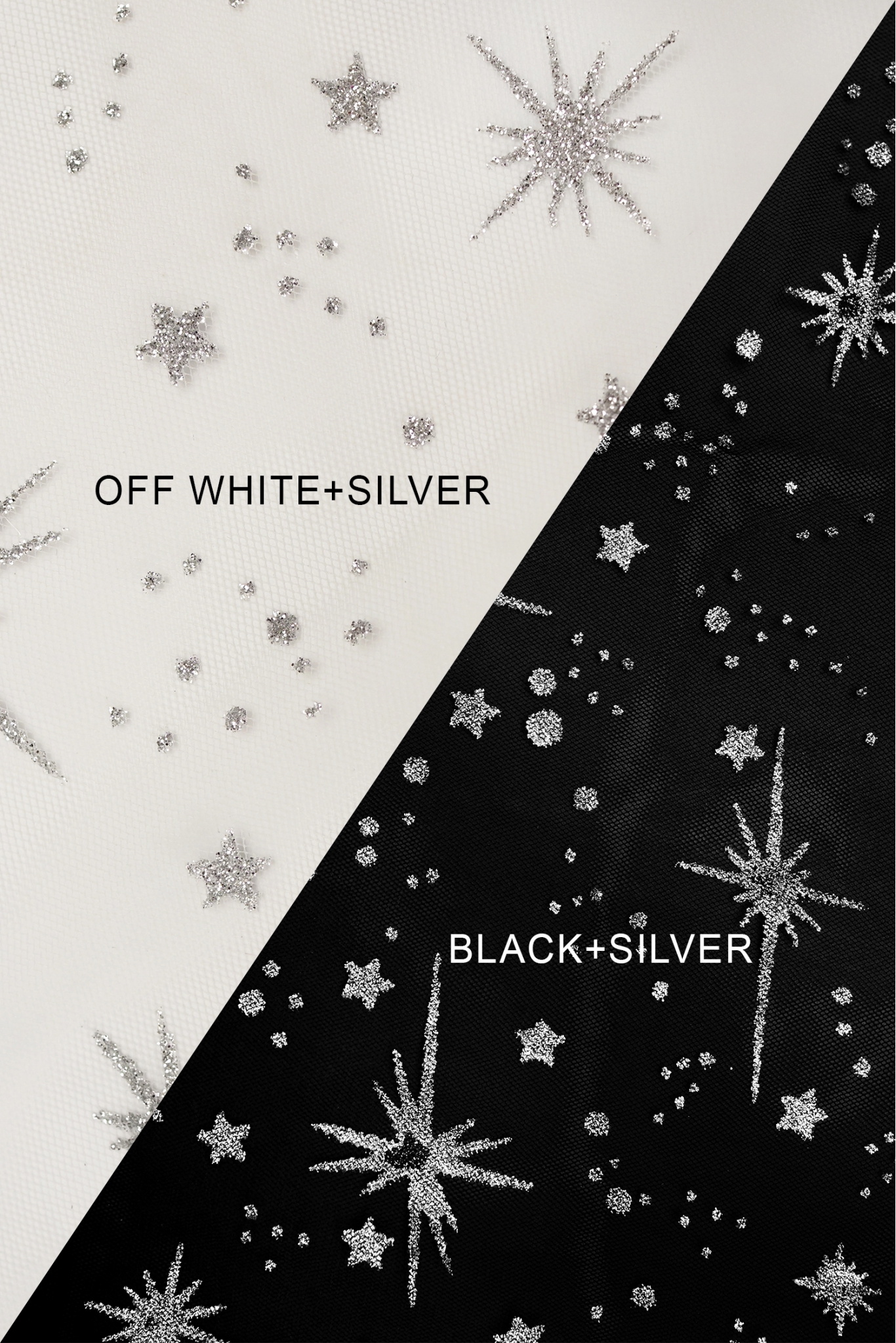Decorative Tulle T3321 – Silver Glitter Stars