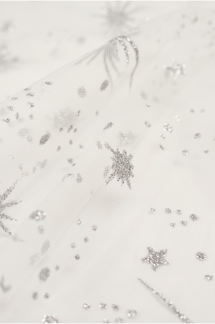 Decorative Tulle T3321 – Silver Glitter Stars