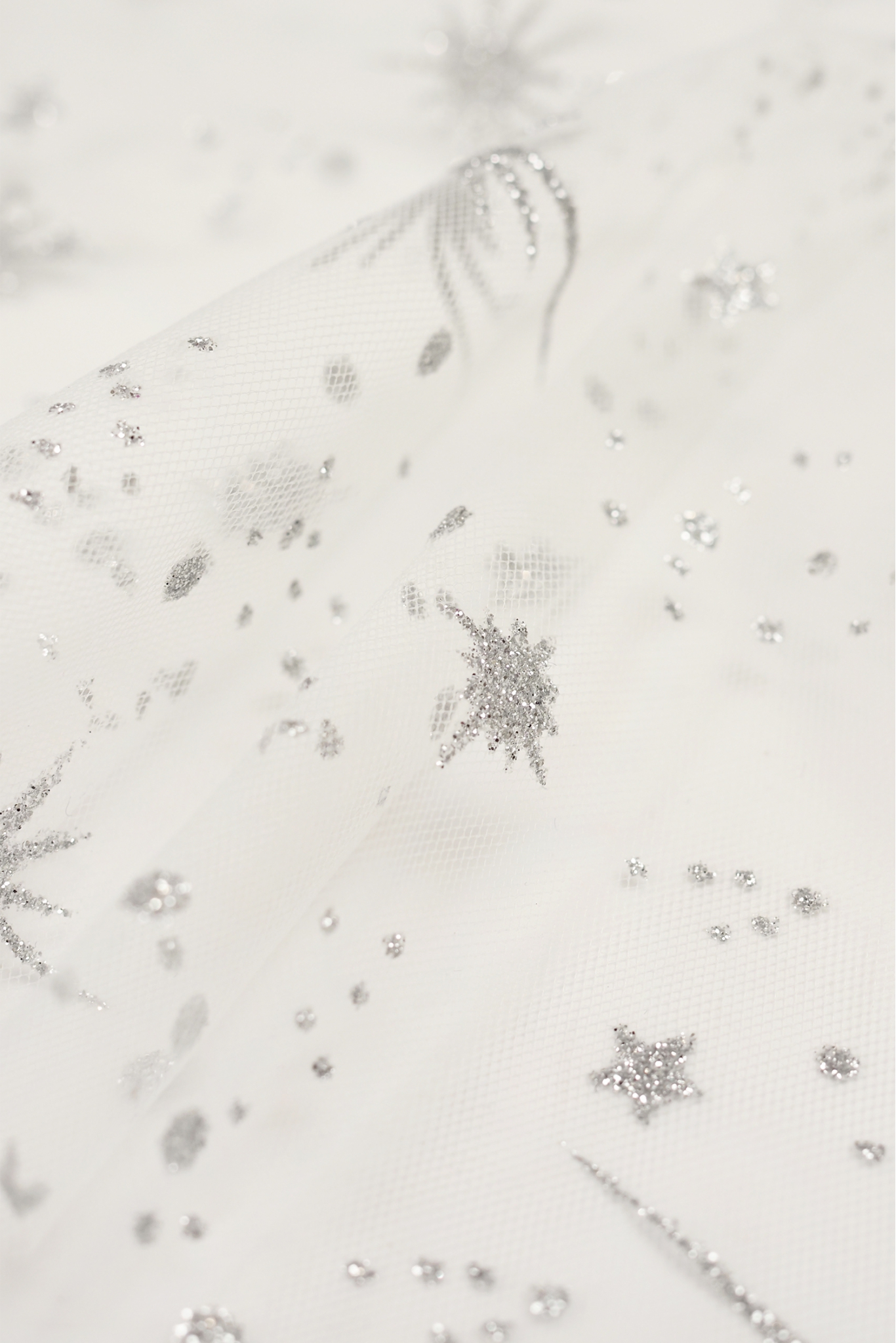 Decorative Tulle T3321 – Silver Glitter Stars