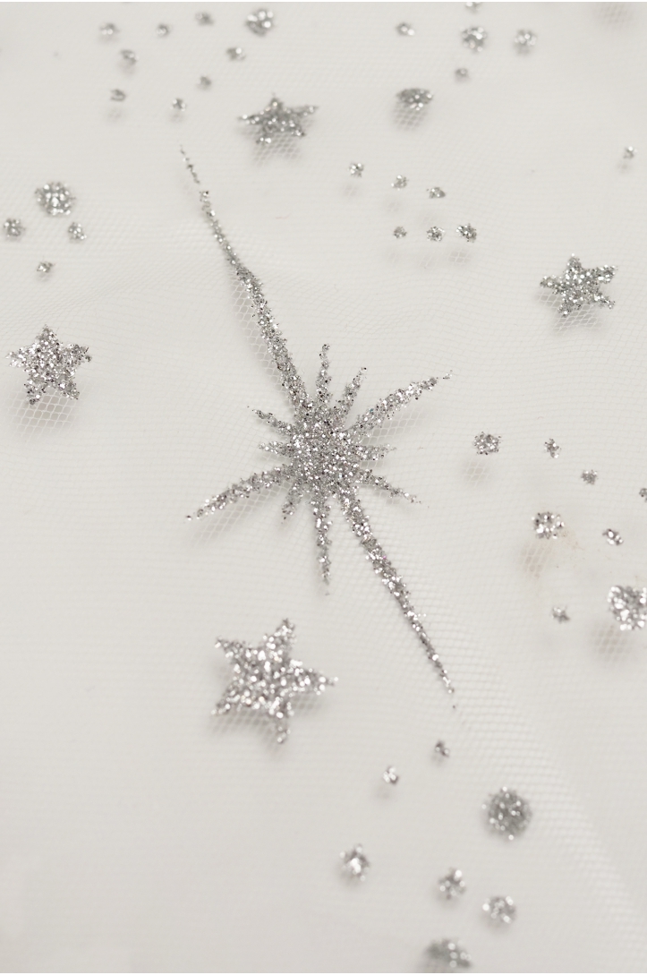 Decorative Tulle T3321 – Silver Glitter Stars