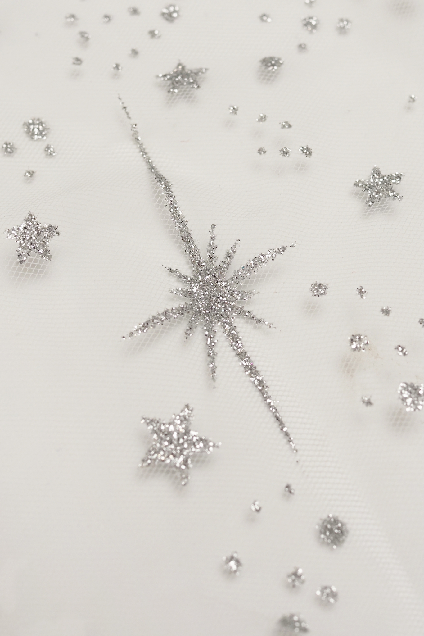Decorative Tulle T3321 – Silver Glitter Stars