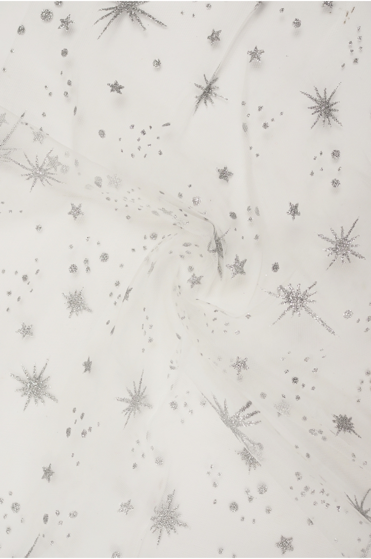 Decorative Tulle T3321 – Silver Glitter Stars