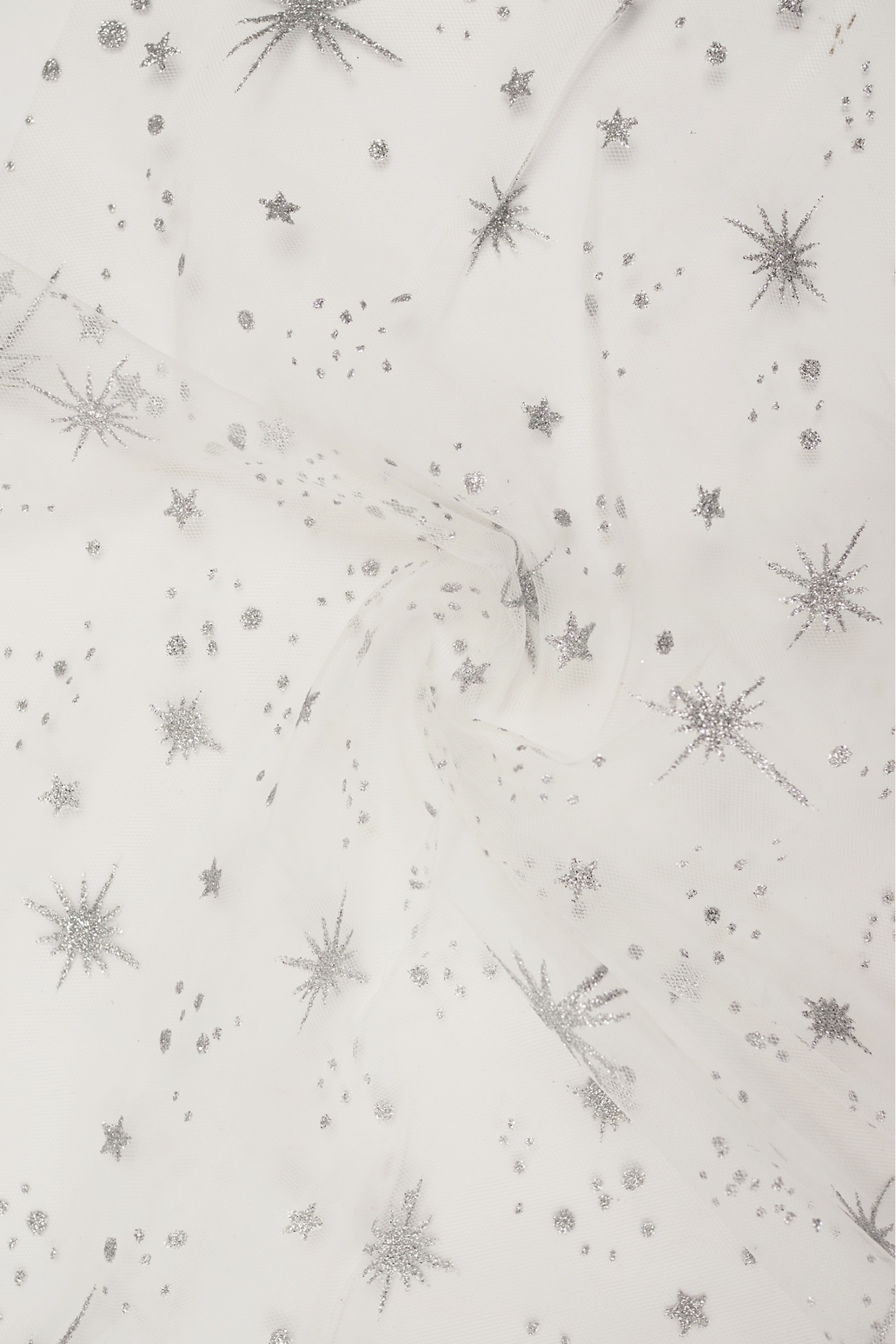 Decorative Tulle T3321 – Silver Glitter Stars