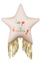 Foil balloon Star with tassels "Happy Birthday"