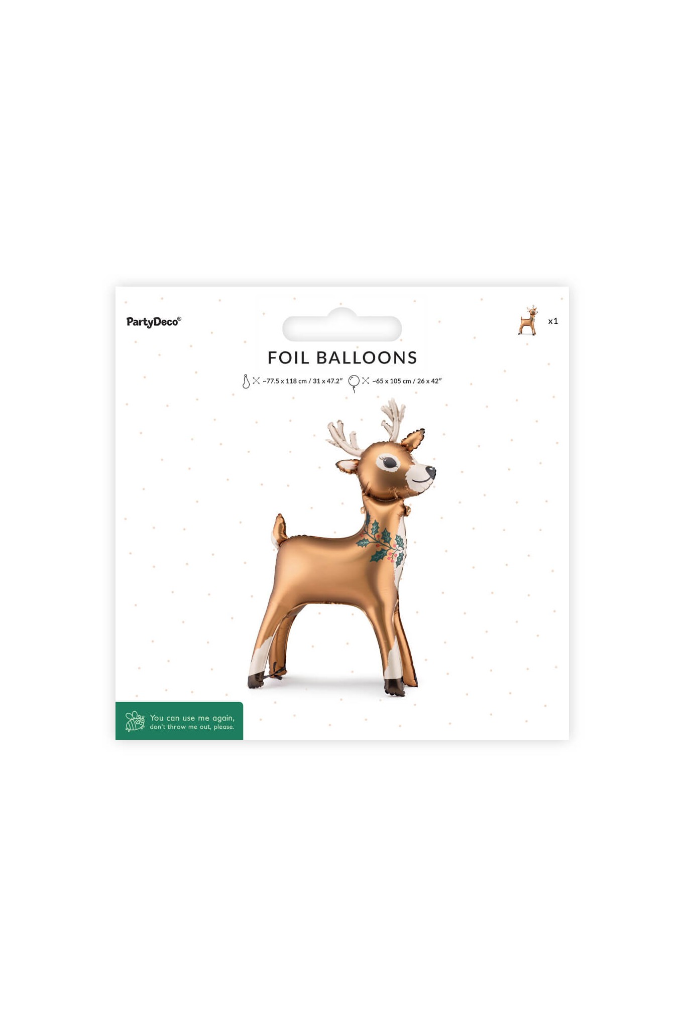STANDING REINDEER FOIL BALLOON 65 x 105 cm