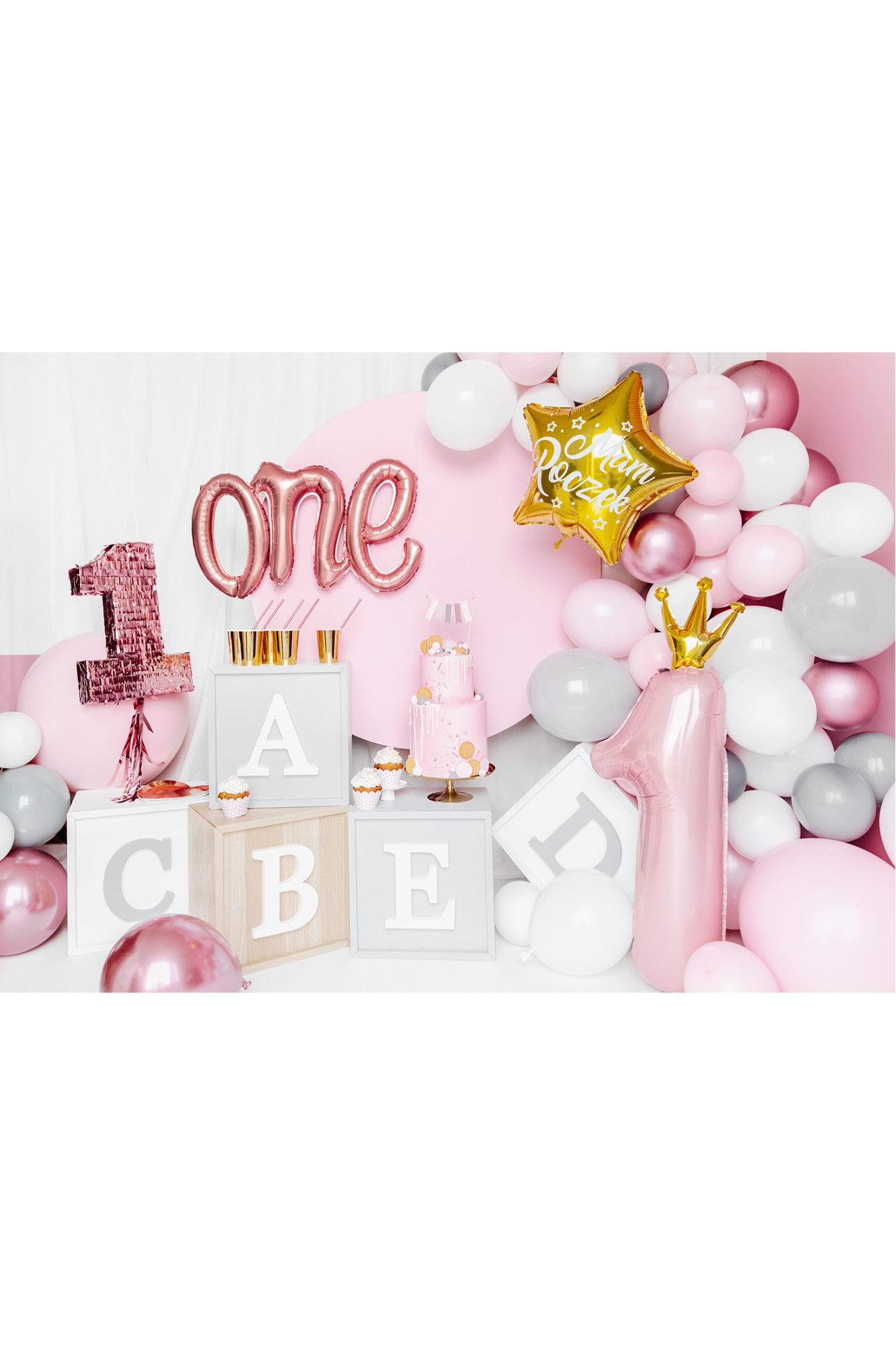 Folienballon Zahl 1 Rosa