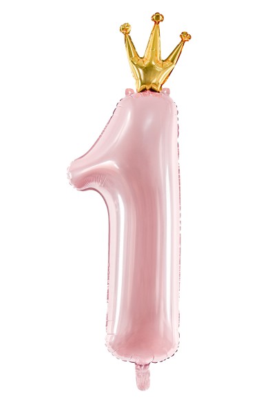 Balon foliowy Cyfra 1 jasny różowy