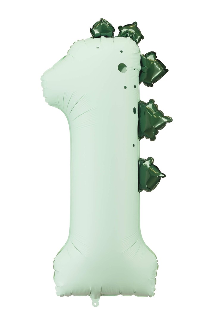 Folienballon Zahl ''1'' Dinosaurier, 92 cm