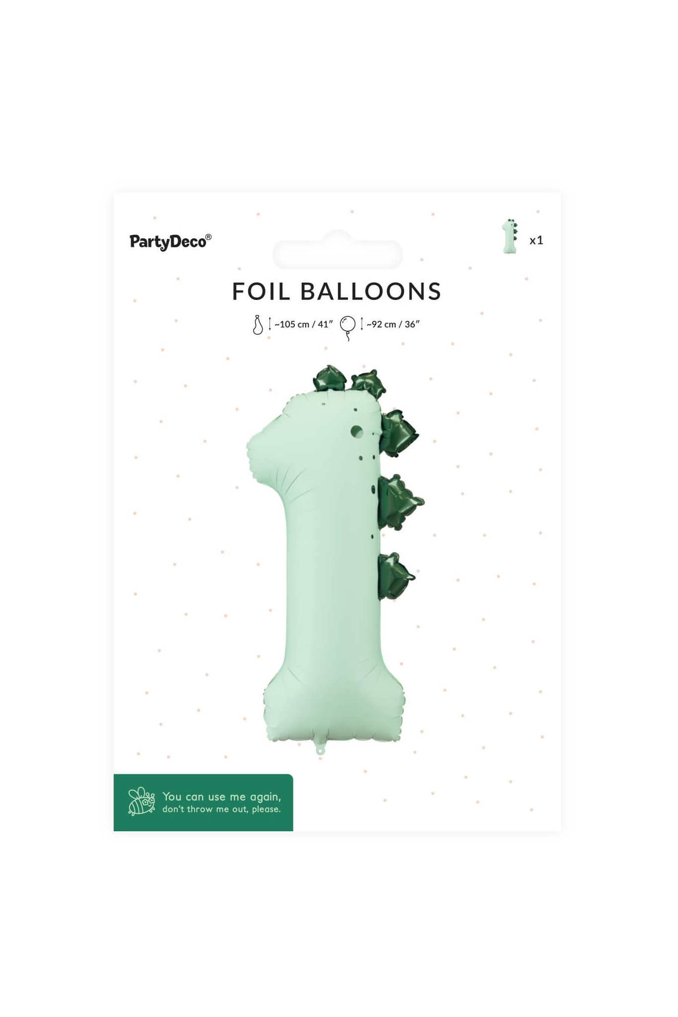 Balon foliowy Cyfra ''1'' Dinozaur, 92cm