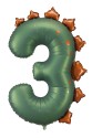 Foil balloon Number ''3'' Dinosaur, 92cm