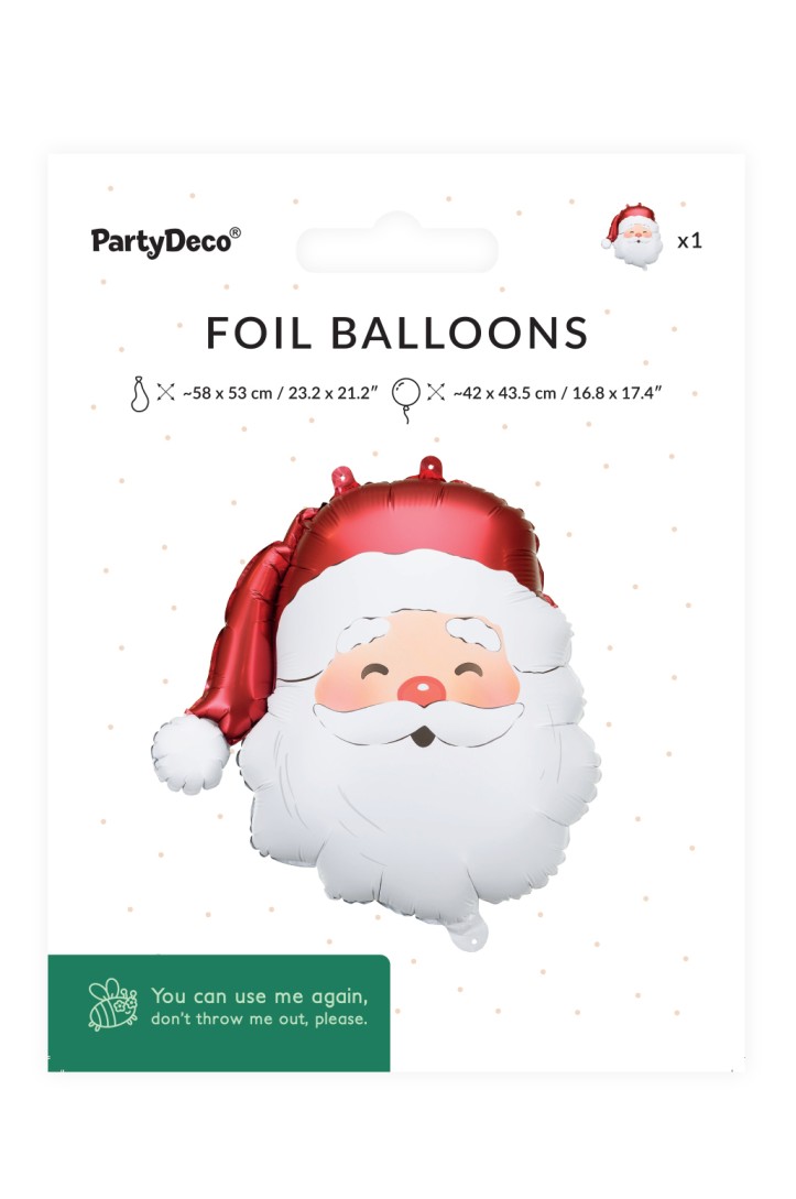 Foil Balloon Santa Satin 42 x 43.5 cm