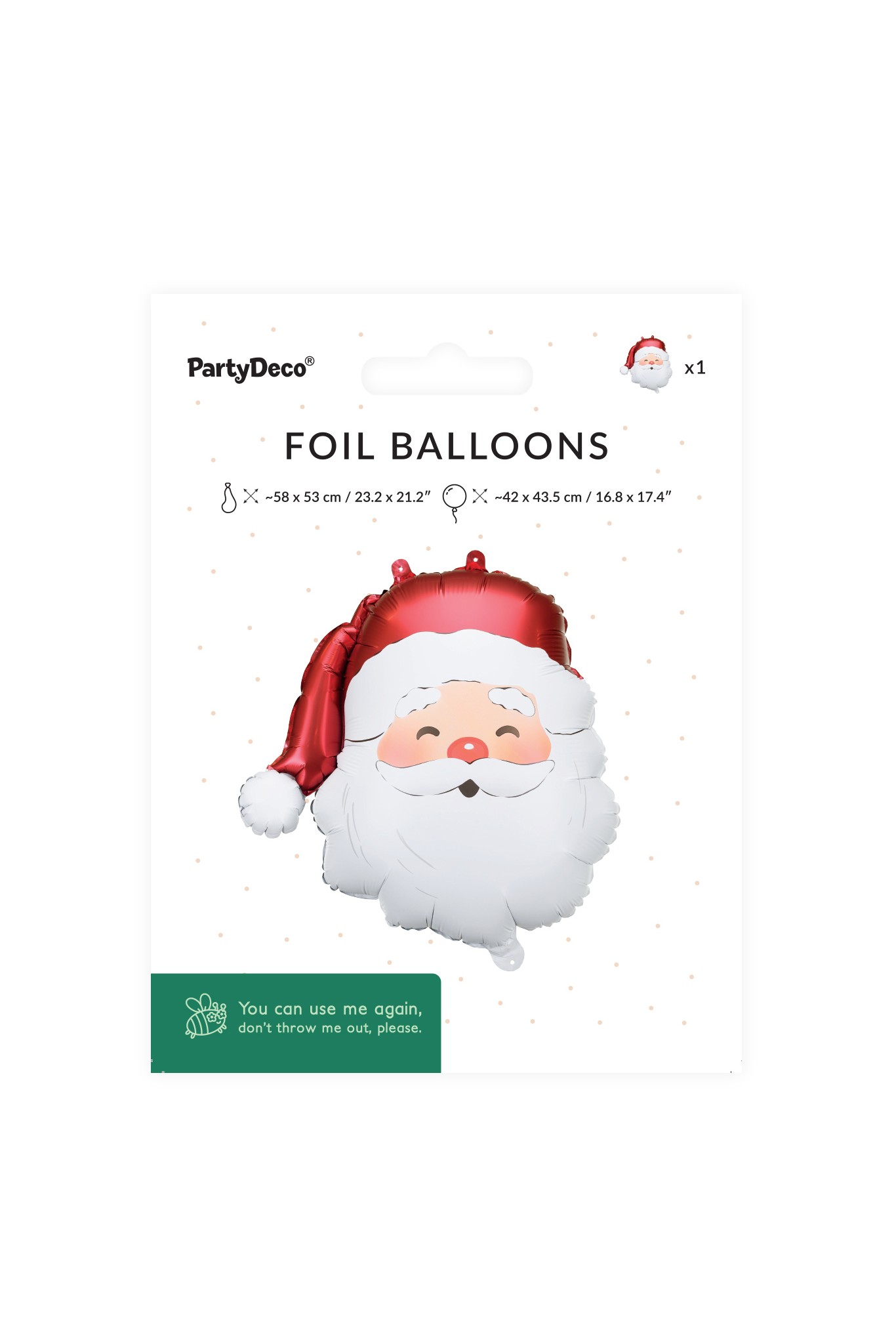 Foil Balloon Santa Satin 42 x 43.5 cm