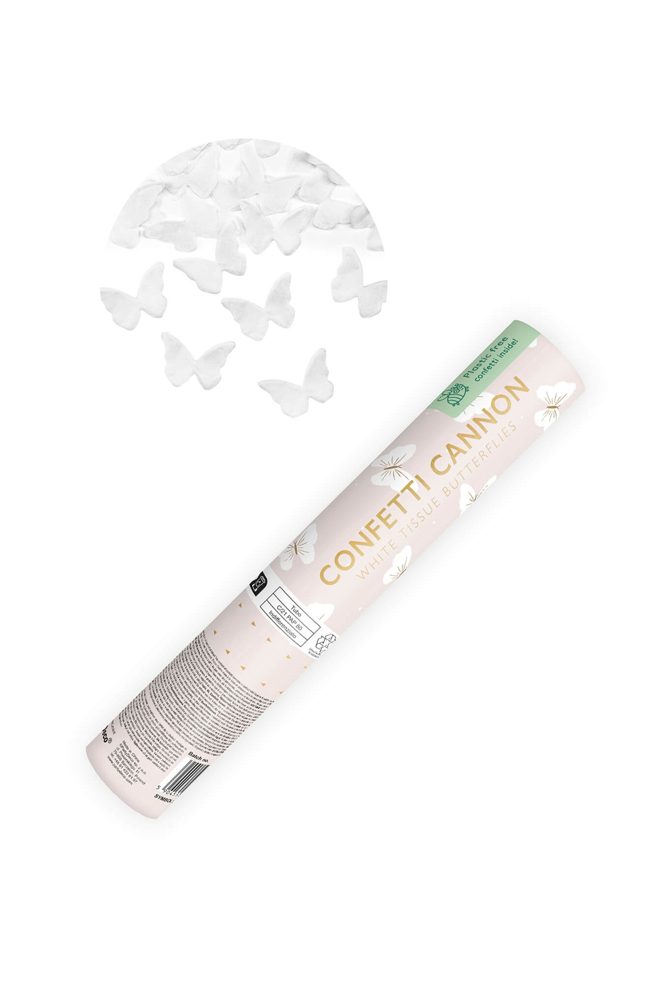 Confetti cannon with butterflies, 20 cm